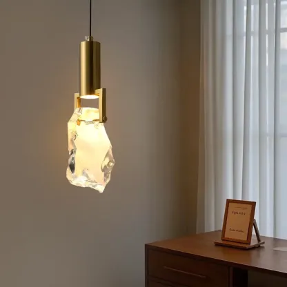 Modern Crystal Textured Pendant Light for Living Room Image - 3