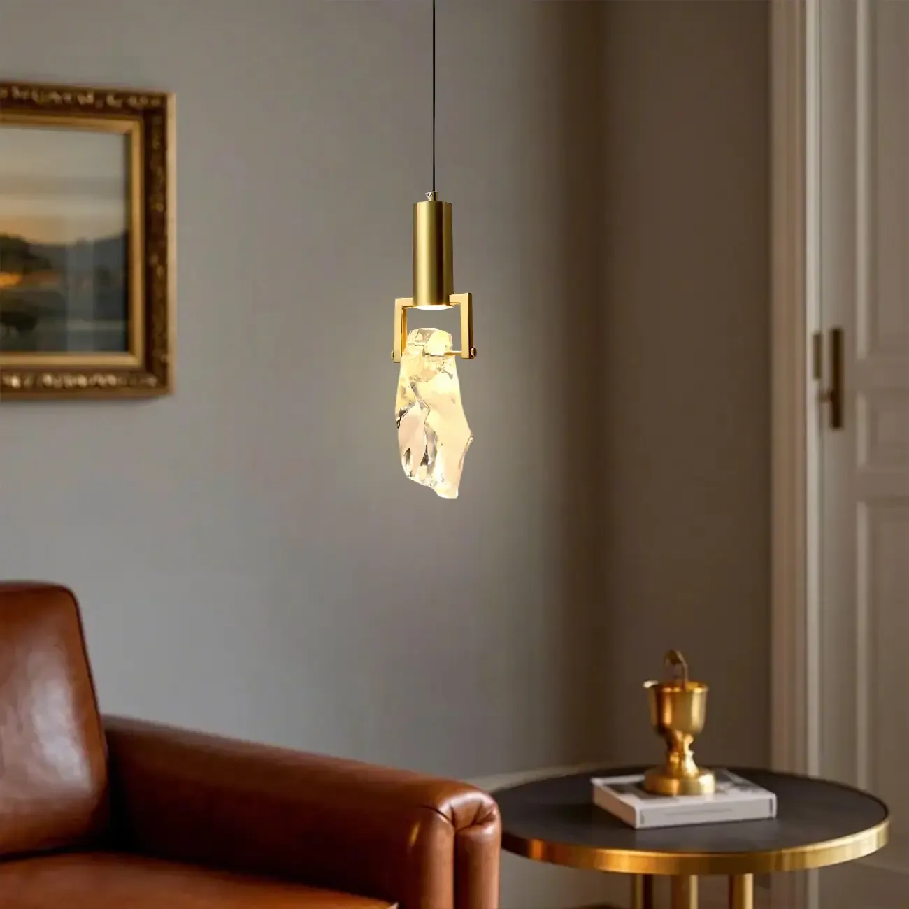 Modern Crystal Textured Pendant Light for Living Room Image - 4