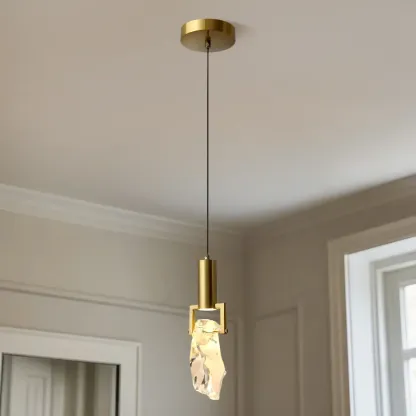 Modern Crystal Textured Pendant Light for Living Room Image - 6