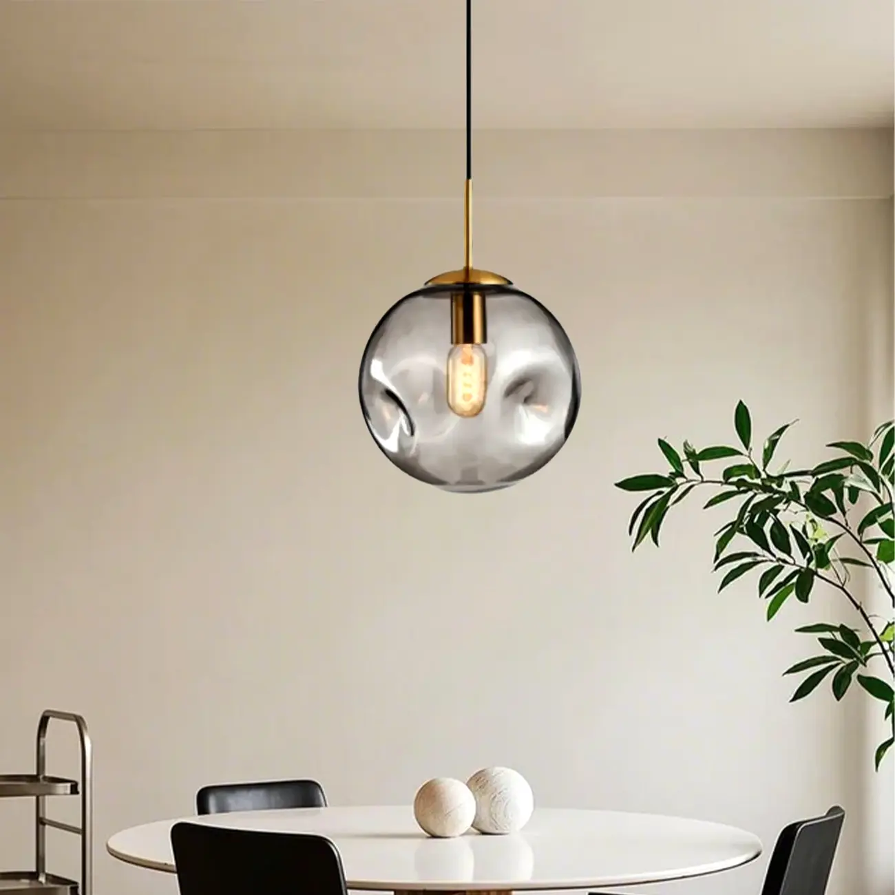 Smoky Glass Irregular Globe Pendant Light for Bedroom Image - 2 | homeyfad