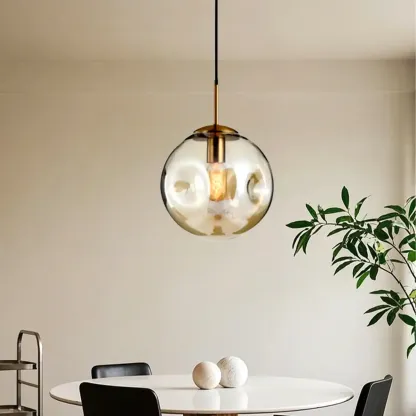 Smoky Glass Irregular Globe Pendant Light for Bedroom Image - 3