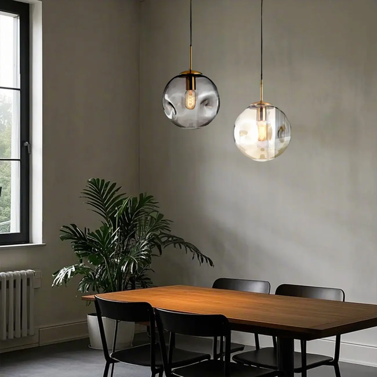 Smoky Glass Irregular Globe Pendant Light for Bedroom Image - 5 | homeyfad