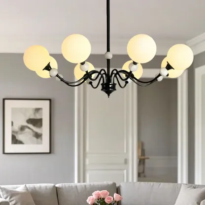 Modern White Globe Glass Chandelier for Living Room Decor Image - 4