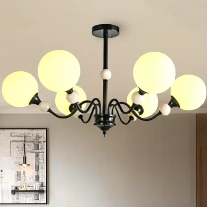 Modern White Globe Glass Chandelier for Living Room Decor Image - 5