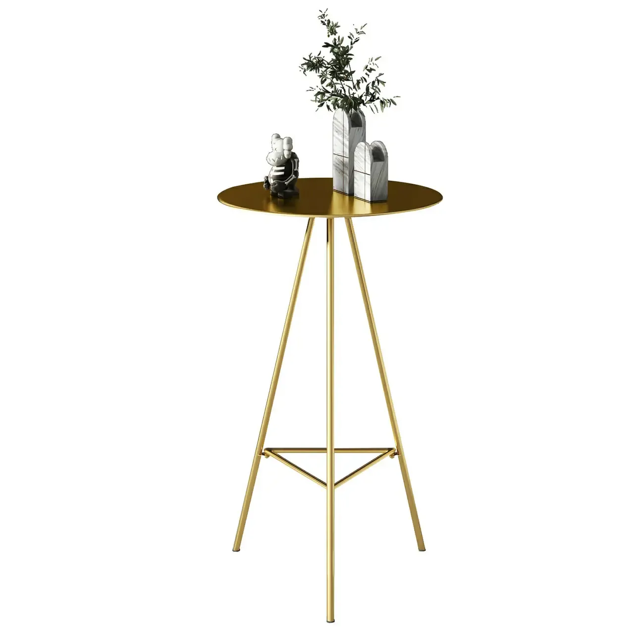 Modern Glam Round Gold Metal Tripod Bar Tables Image - 2