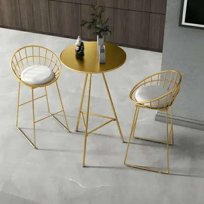 Modern Glam Round Gold Metal Tripod Bar Tables Image - 3