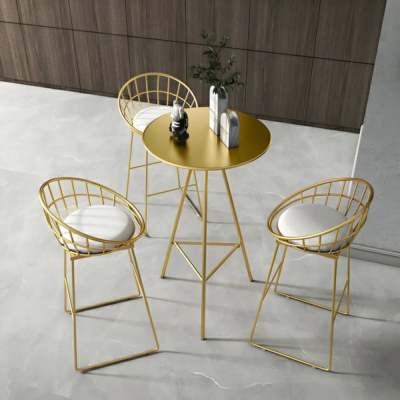 Modern Glam Round Gold Metal Tripod Bar Tables Image - 5 | homeyfad