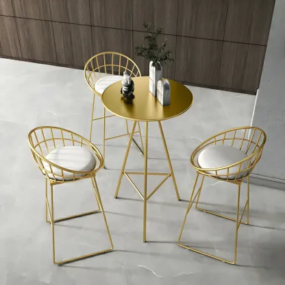 Modern Glam Round Gold Metal Tripod Bar Tables Image - 5