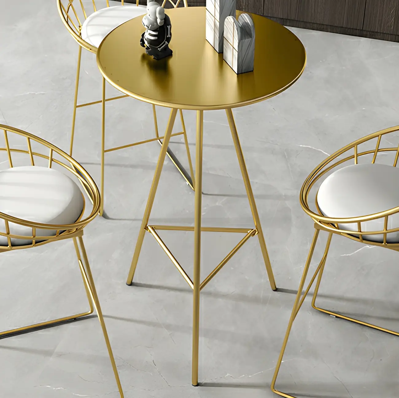 Modern Glam Round Gold Metal Tripod Bar Tables Image - 9 | homeyfad