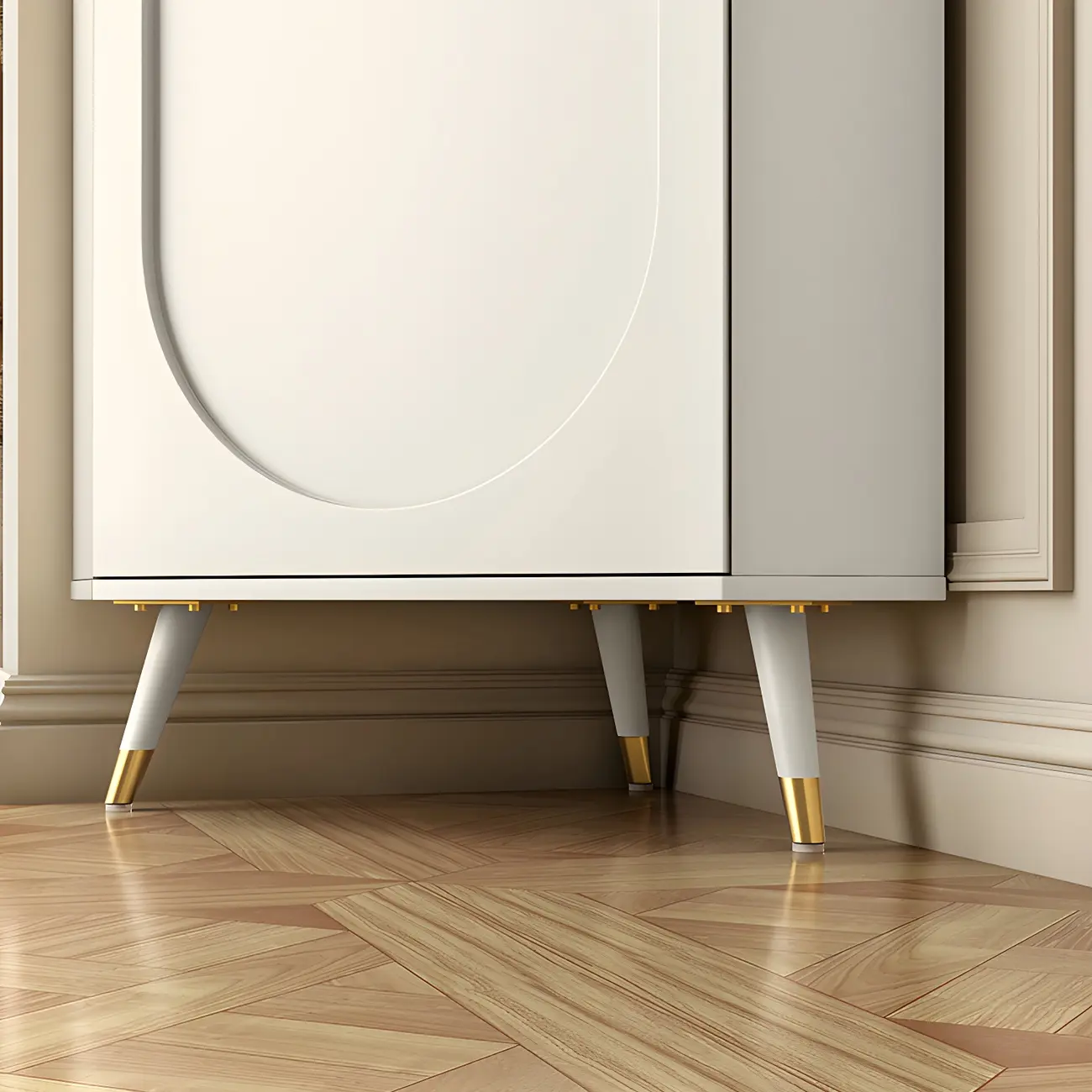 Chic White Wood Corner Cabinet with Open Shelves Image - 4 | homeyfad