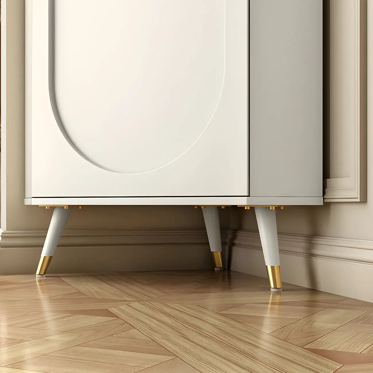 Chic White Wood Corner Cabinet with Open Shelves Image - 4