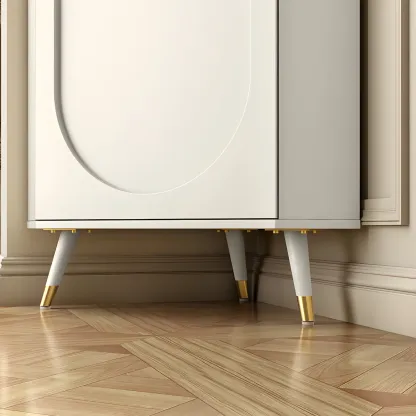 Chic White Wood Corner Cabinet with Open Shelves Image - 4