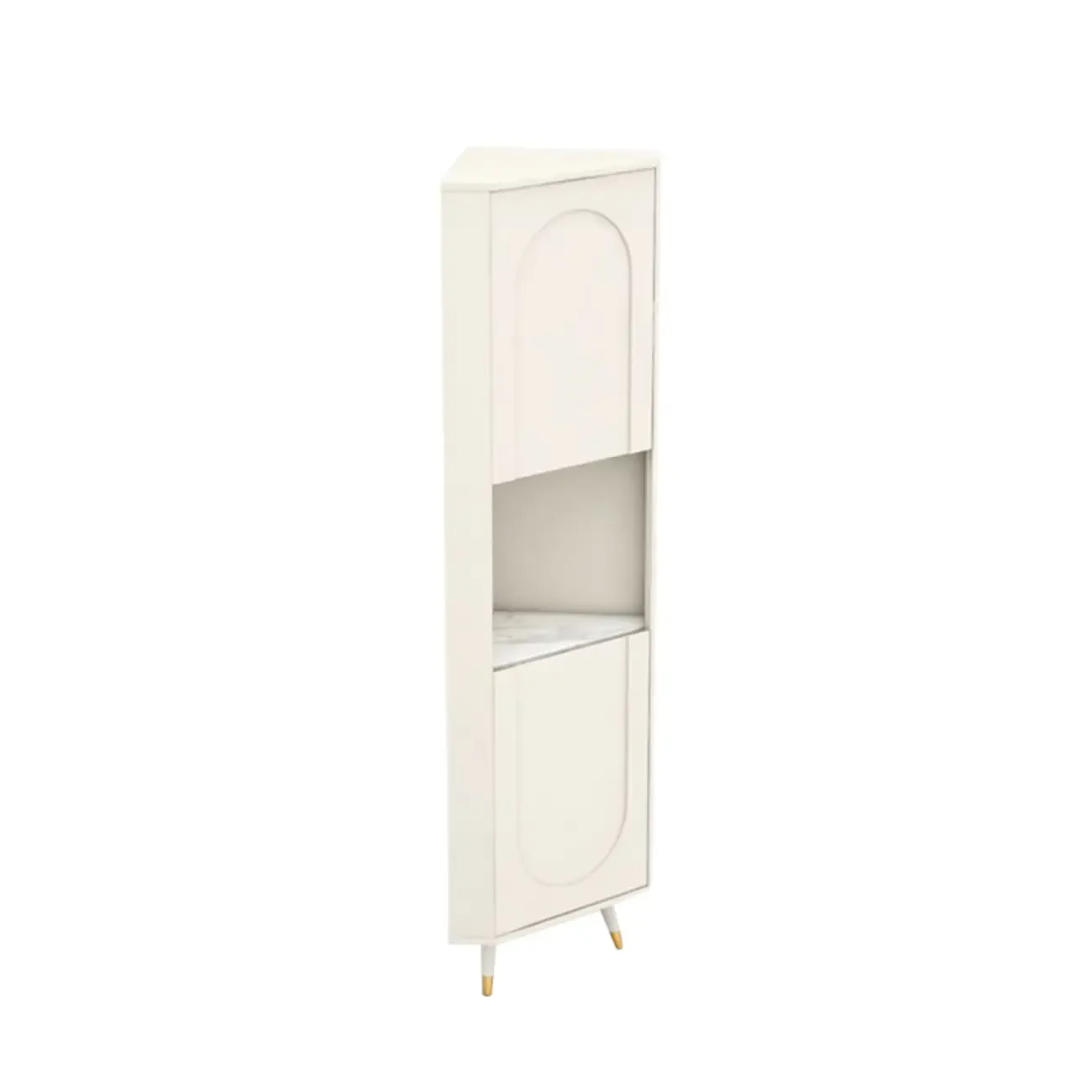 Chic White Wood Corner Cabinet with Open Shelves Image - 5