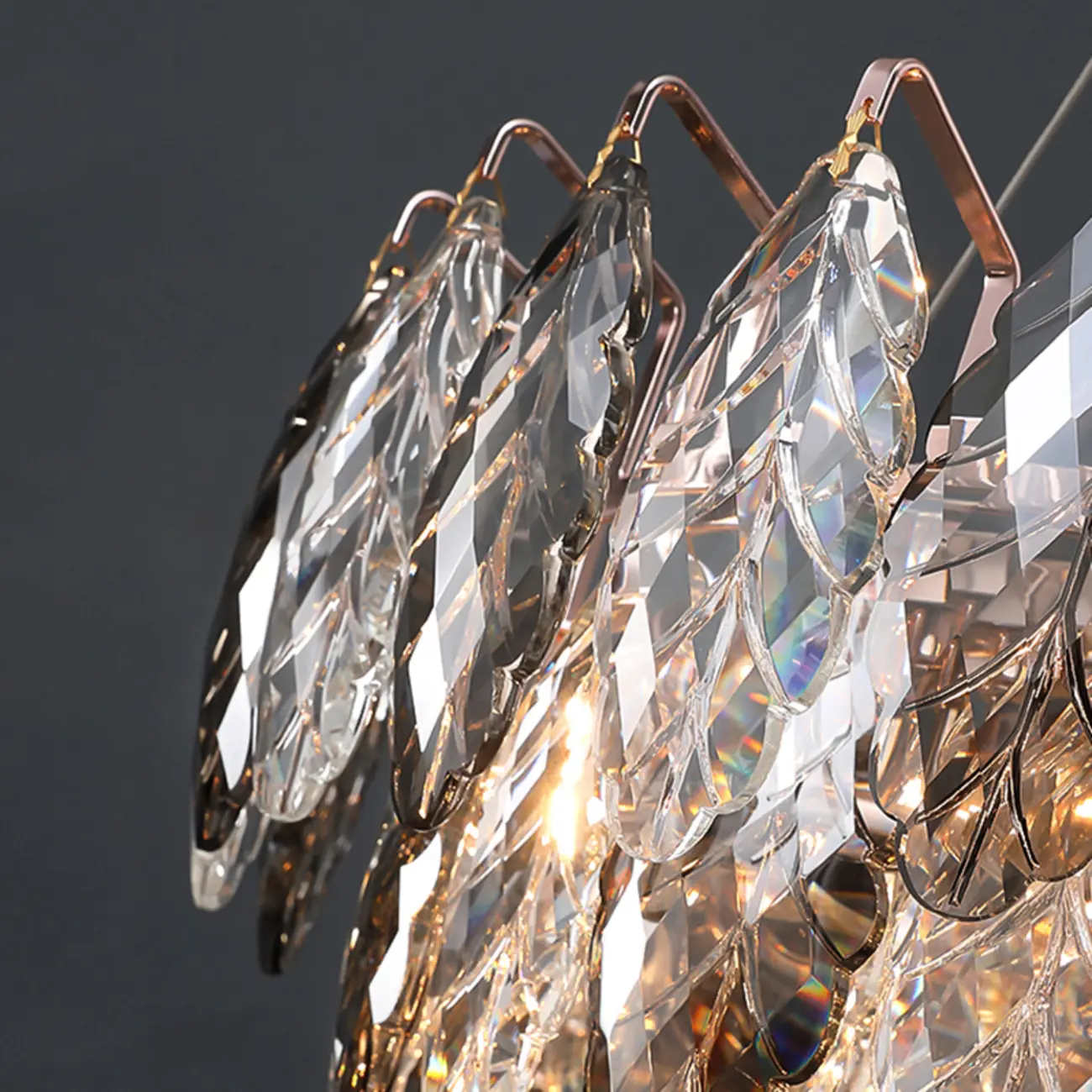 Exquisite Round Multi-light Crystal Leaf Chandelier Image - 6 | homeyfad