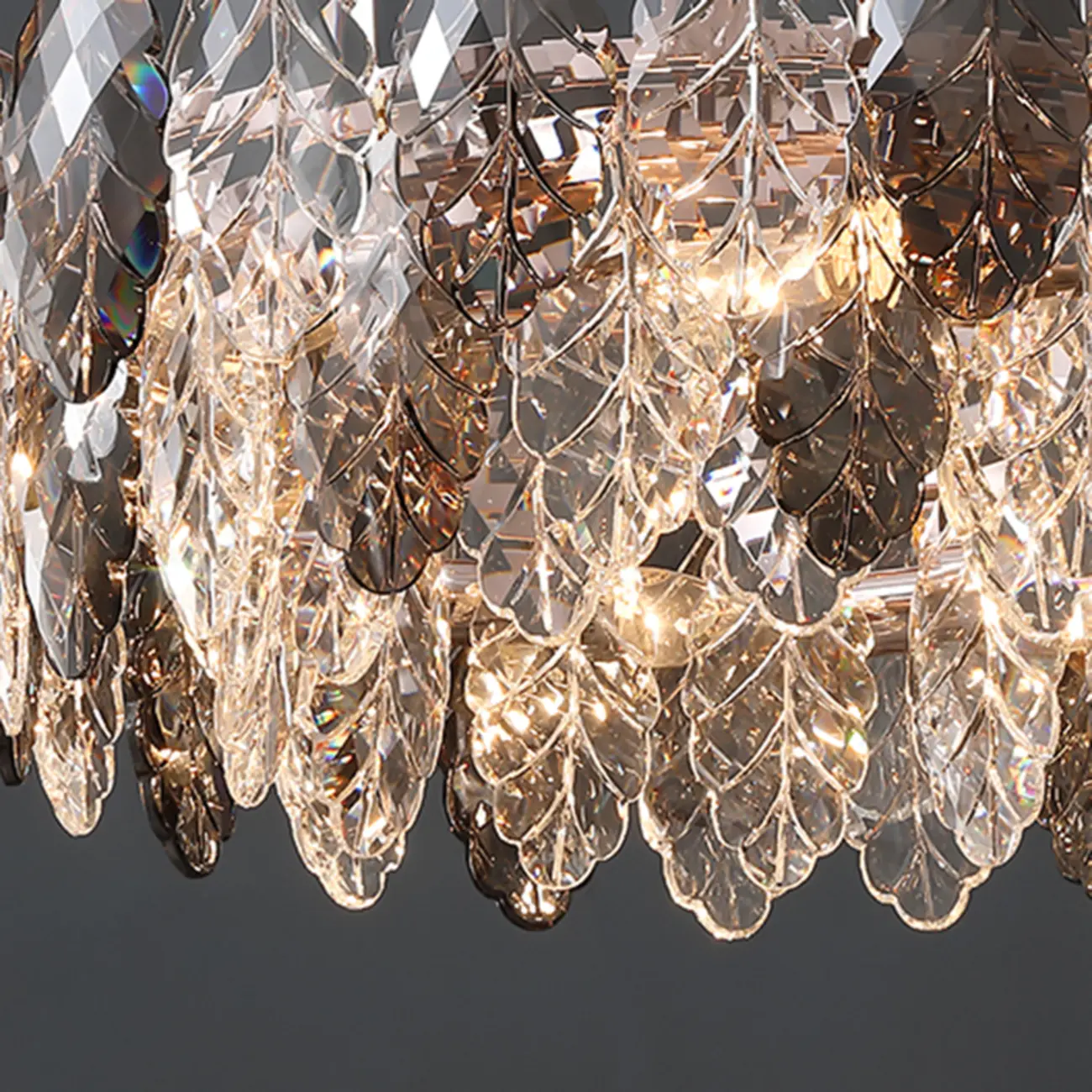 Exquisite Round Multi-light Crystal Leaf Chandelier Image - 11 | homeyfad