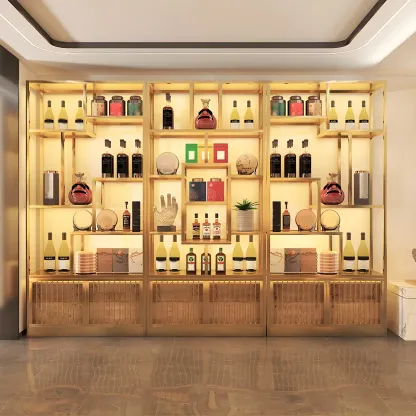 Glam Freestanding Gold Tall Metal Wine Rack Image - 1