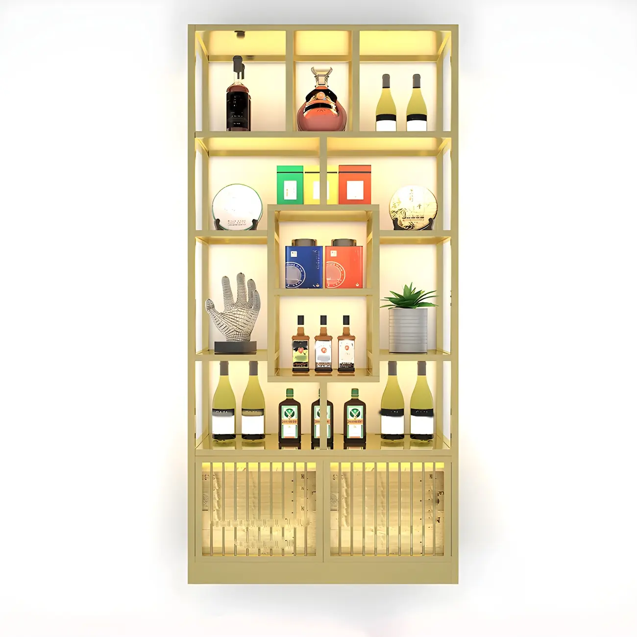 Glam Freestanding Gold Tall Metal Wine Rack Image - 3 | homeyfad