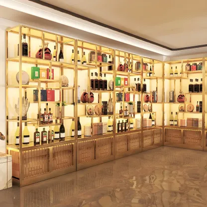 Glam Freestanding Gold Tall Metal Wine Rack Image - 2