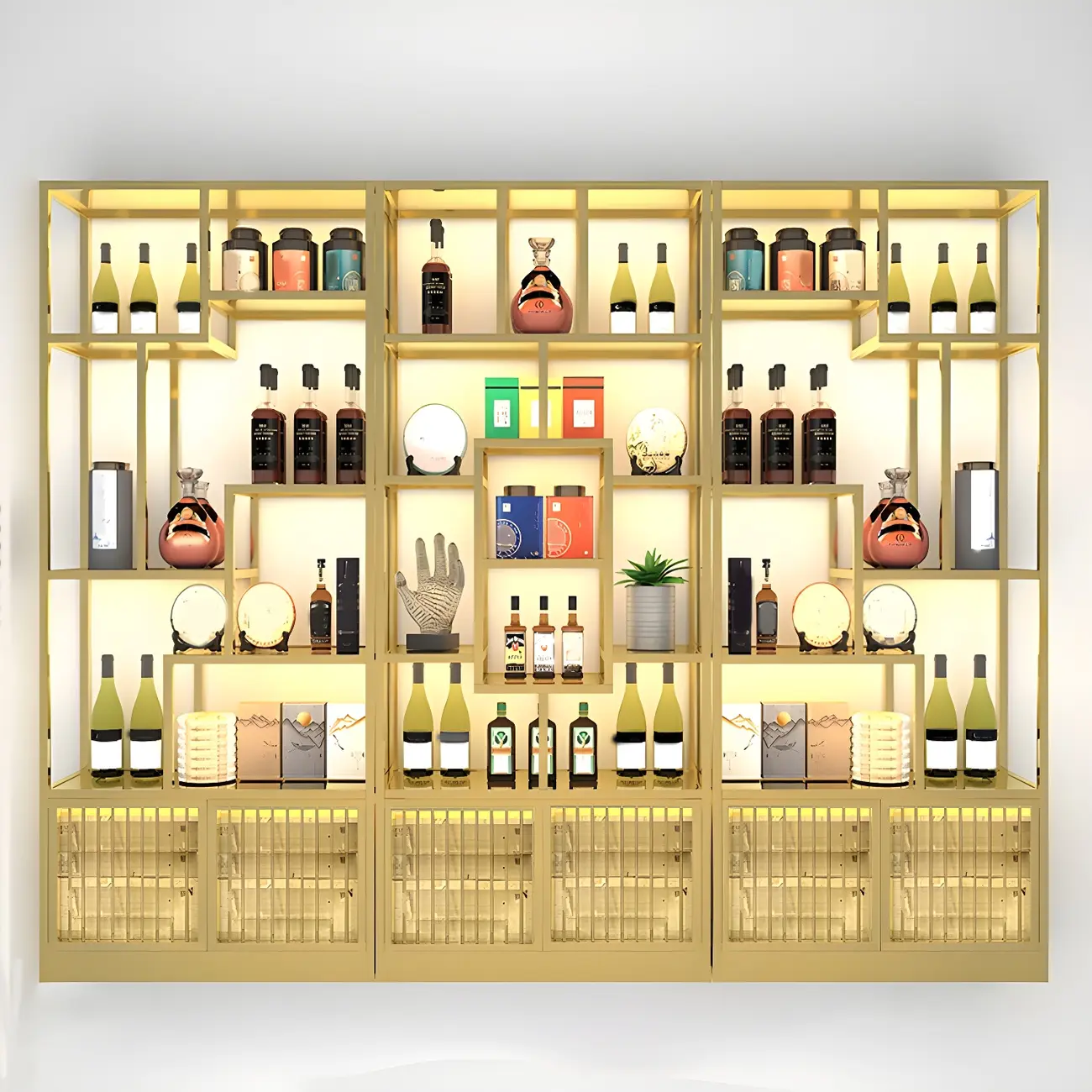 Glam Freestanding Gold Tall Metal Wine Rack Image - 5 | homeyfad