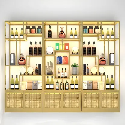 Glam Freestanding Gold Tall Metal Wine Rack Image - 5