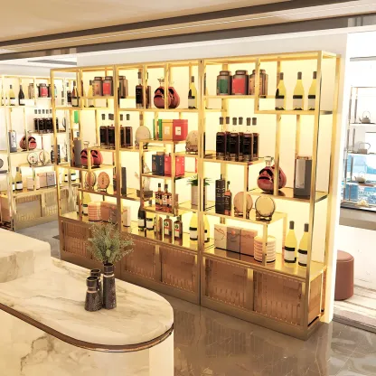 Glam Freestanding Gold Tall Metal Wine Rack Image - 7