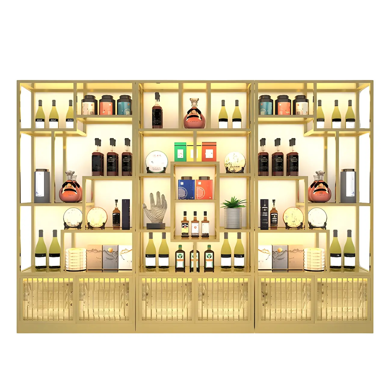 Glam Freestanding Gold Tall Metal Wine Rack Image - 8 | homeyfad