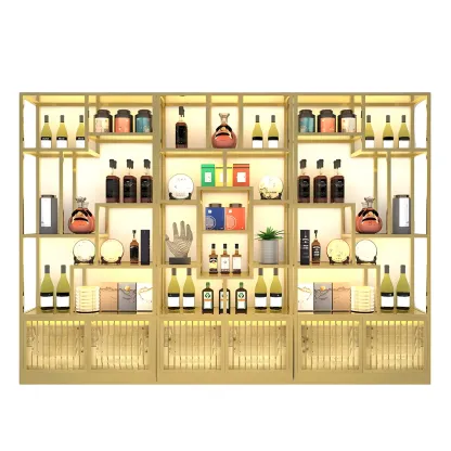 Glam Freestanding Gold Tall Metal Wine Rack Image - 8