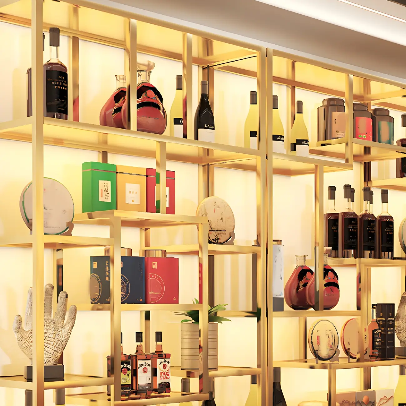 Glam Freestanding Gold Tall Metal Wine Rack Image - 9 | homeyfad