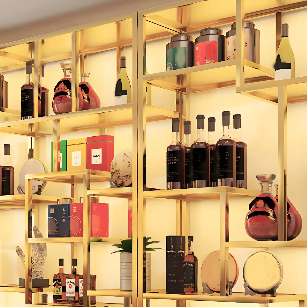 Glam Freestanding Gold Tall Metal Wine Rack Image - 10 | homeyfad