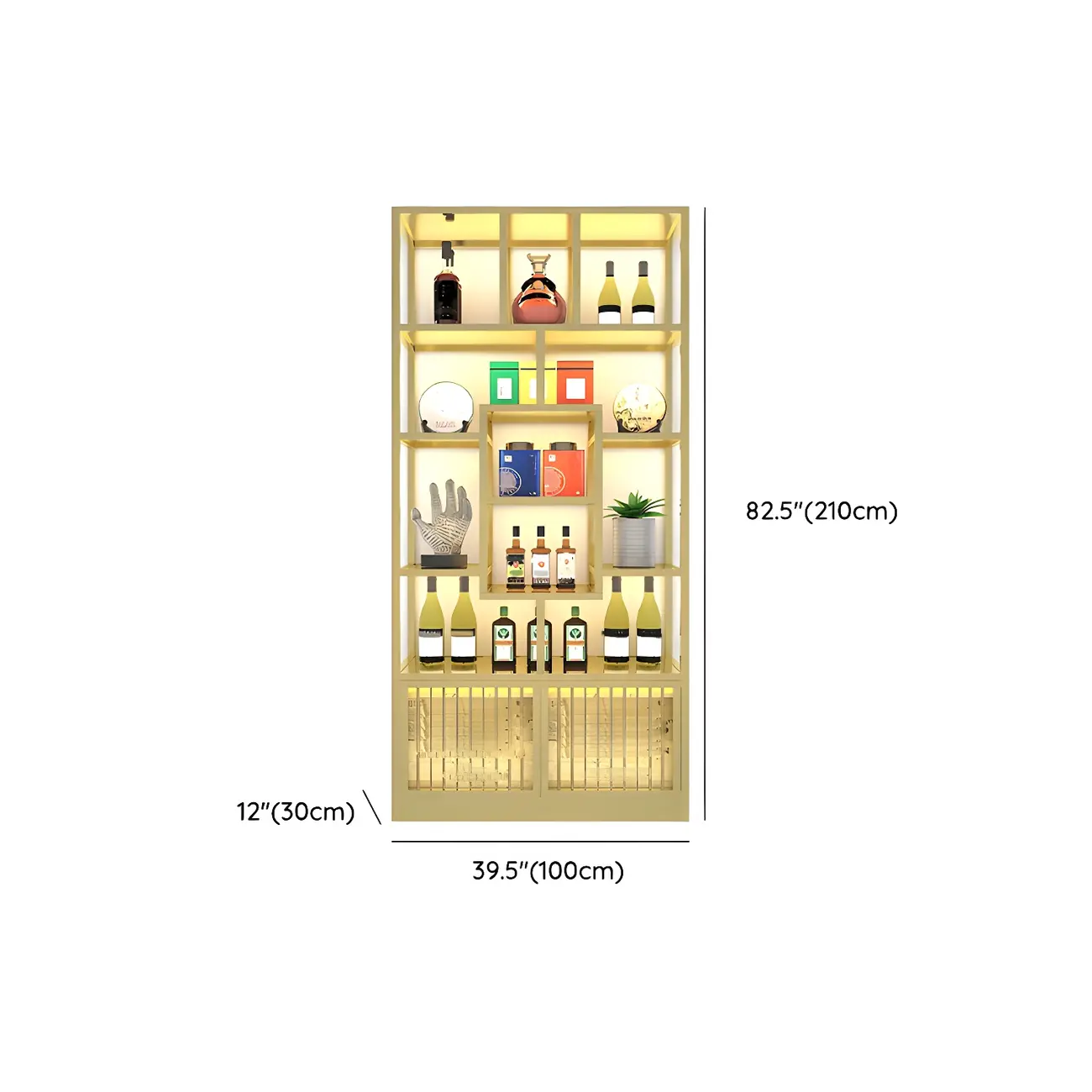 Glam Freestanding Gold Tall Metal Wine Rack #size | homeyfad