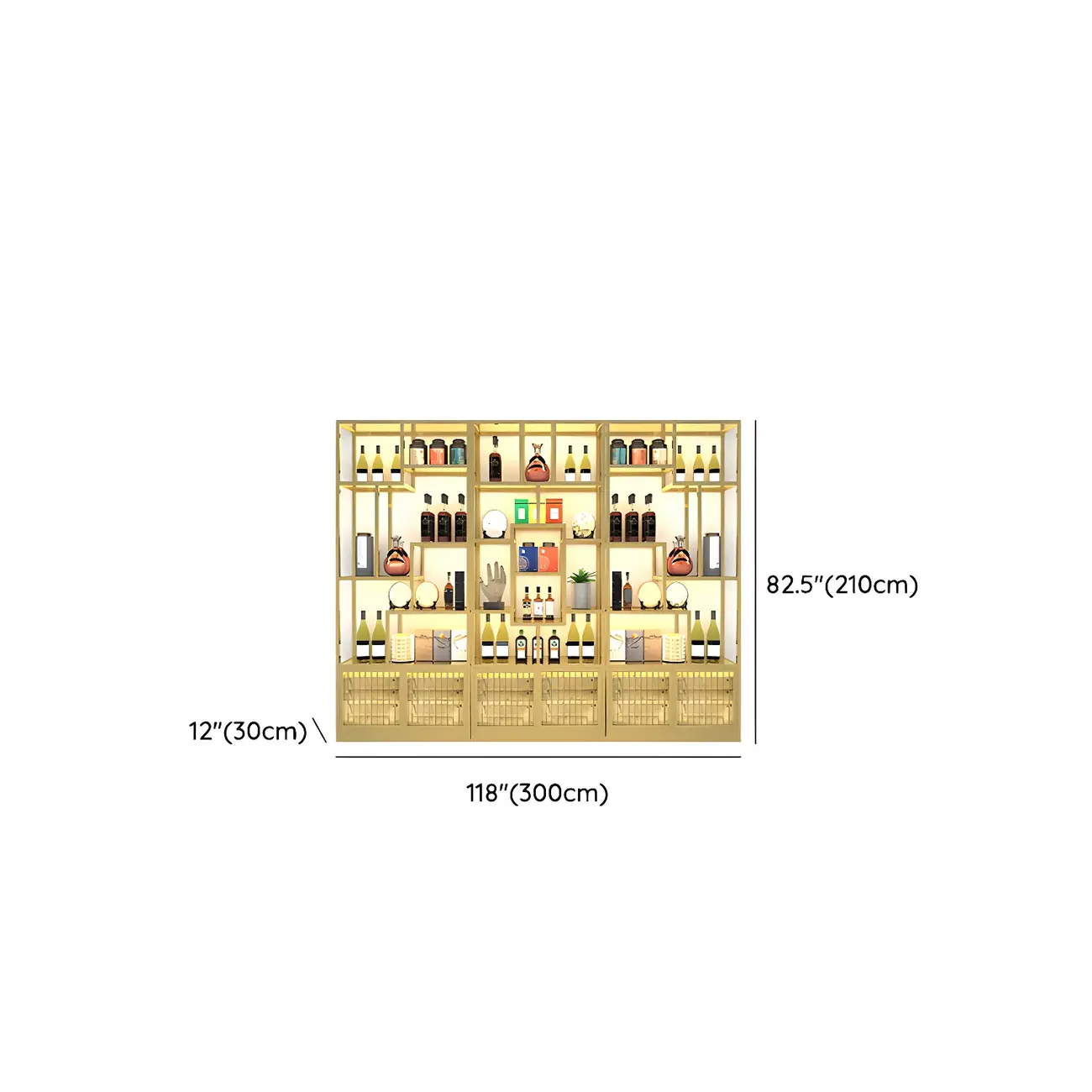 Glam Freestanding Gold Tall Metal Wine Rack Image - 12 | homeyfad