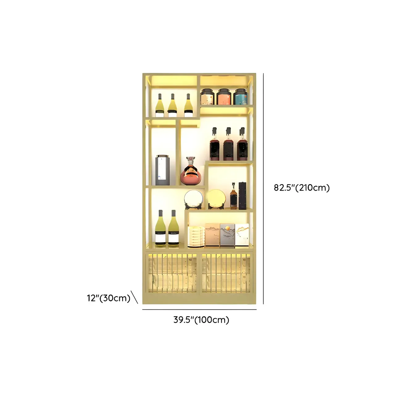 Glam Freestanding Gold Tall Metal Wine Rack Image - 13