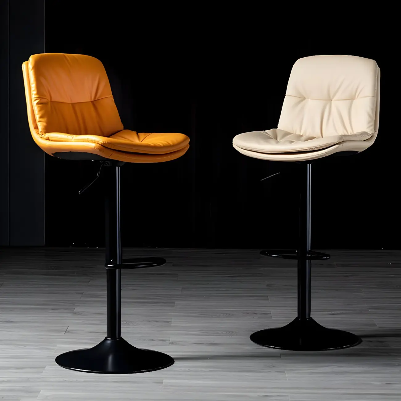 Adjustable Leather Low Back Swivel Bar Stool Image - 6 | homeyfad