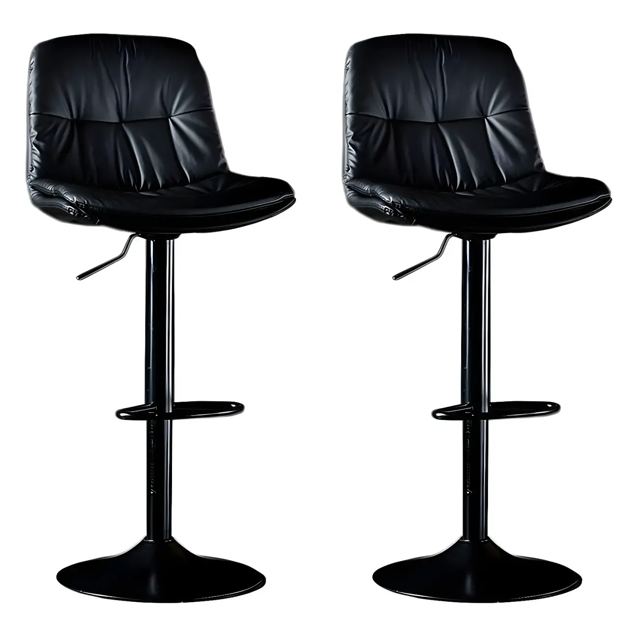 Adjustable Leather Low Back Swivel Bar Stool Image - 16