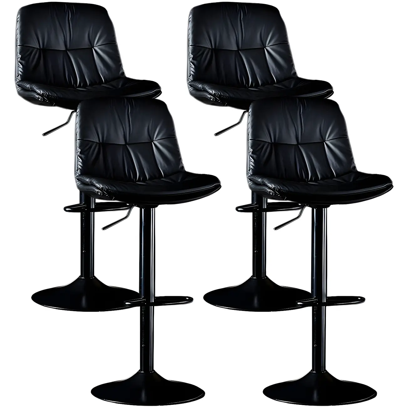 Adjustable Leather Low Back Swivel Bar Stool Image - 17 | homeyfad