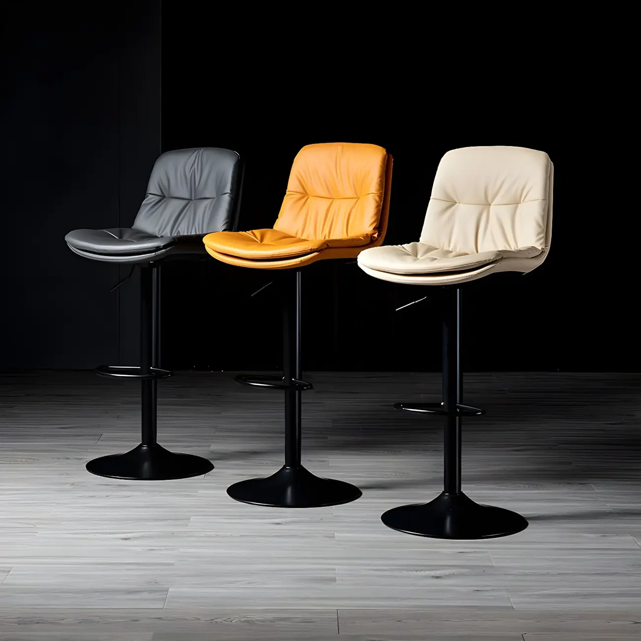 Adjustable Leather Low Back Swivel Bar Stool Image - 8 | homeyfad