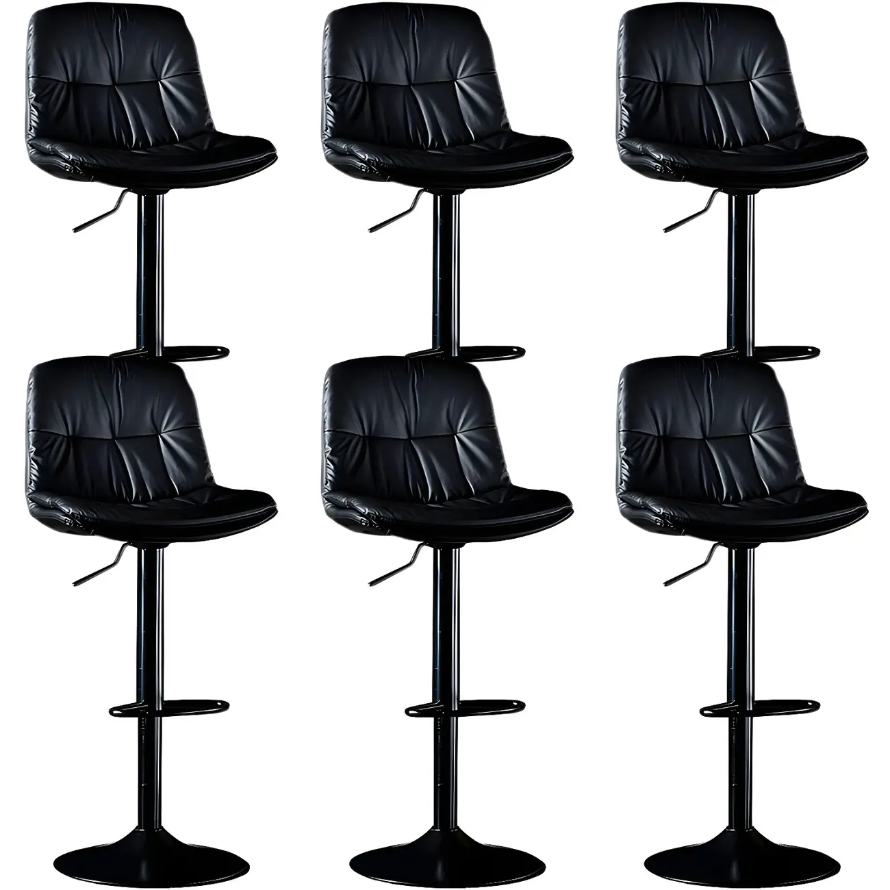 Adjustable Leather Low Back Swivel Bar Stool Image - 18 | homeyfad