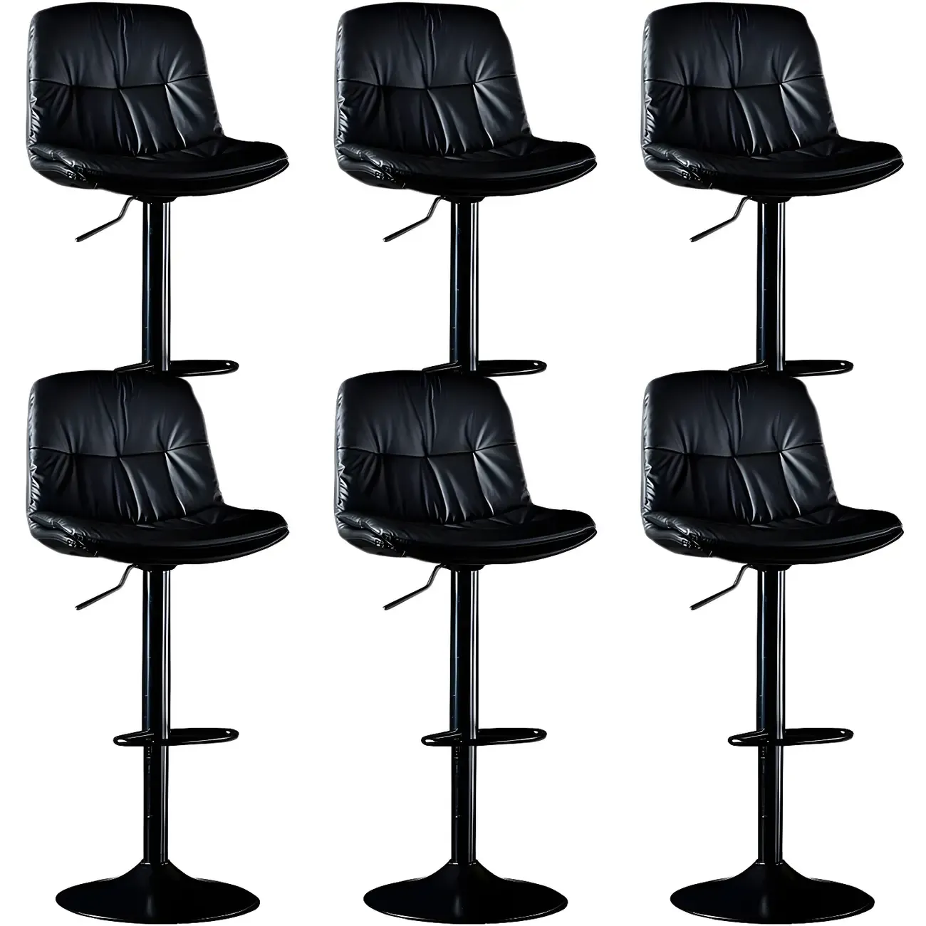 Adjustable Leather Low Back Swivel Bar Stool Image - 18