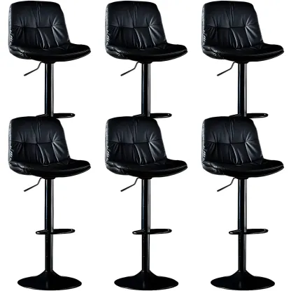 Adjustable Leather Low Back Swivel Bar Stool Image - 18