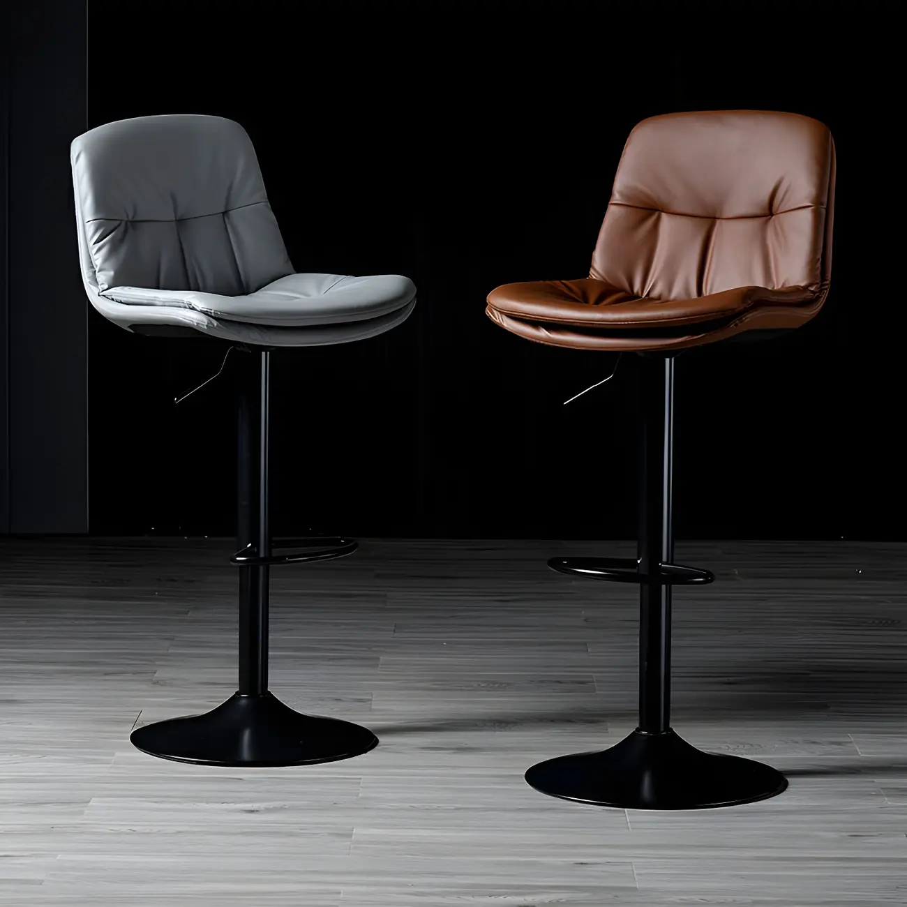 Adjustable Leather Low Back Swivel Bar Stool Image - 10 | homeyfad