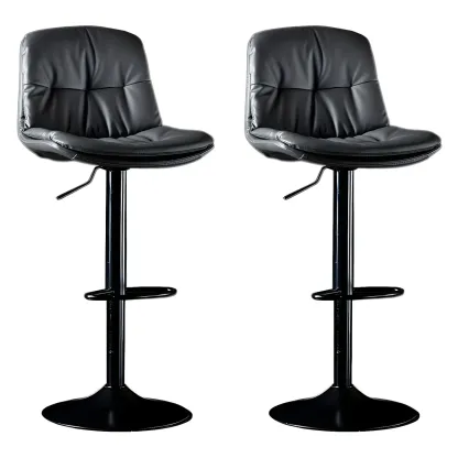 Adjustable Leather Low Back Swivel Bar Stool Image - 21