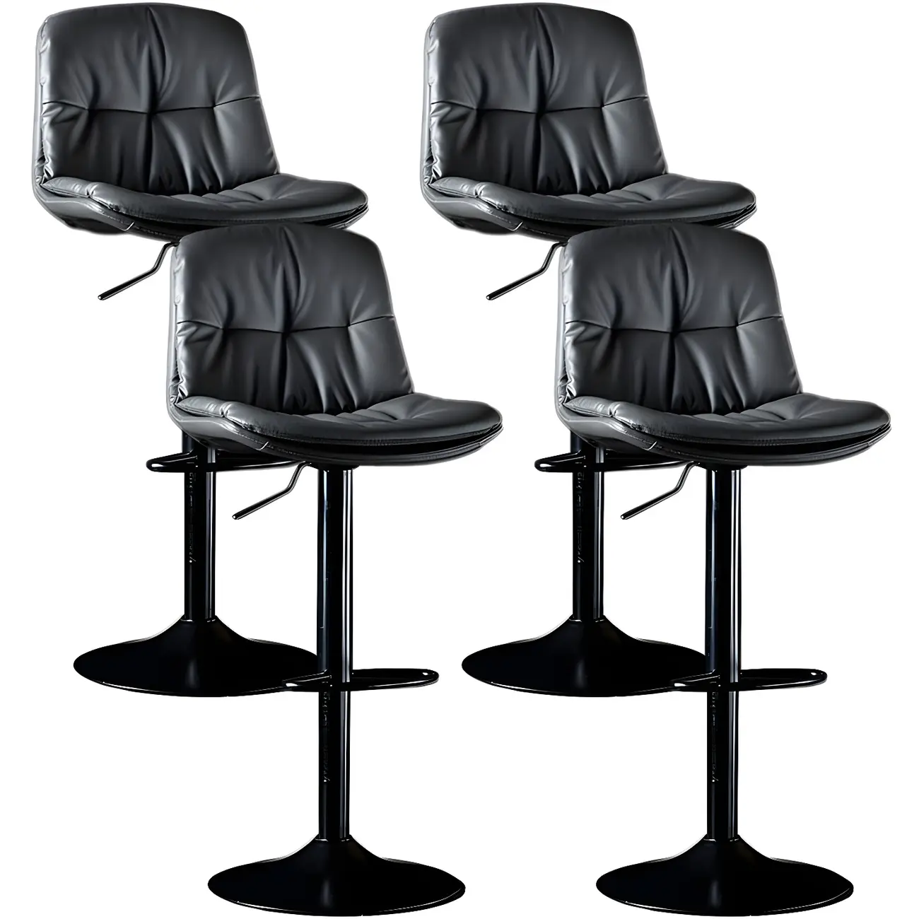 Adjustable Leather Low Back Swivel Bar Stool Image - 22 | homeyfad