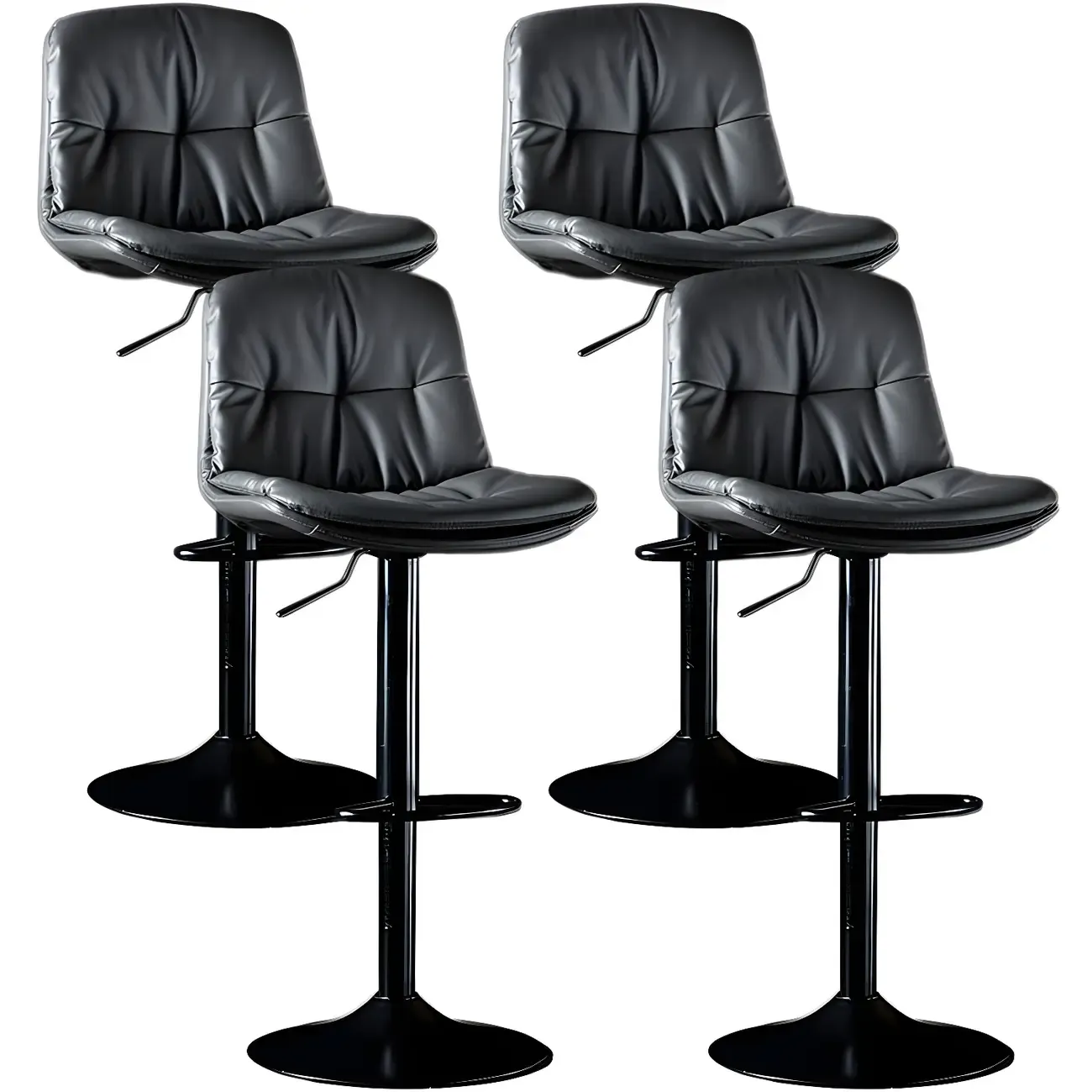 Adjustable Leather Low Back Swivel Bar Stool Image - 22