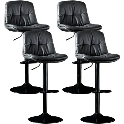 Adjustable Leather Low Back Swivel Bar Stool Image - 22