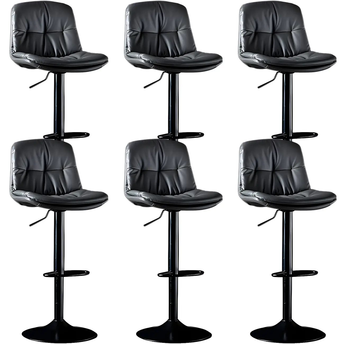 Adjustable Leather Low Back Swivel Bar Stool Image - 23 | homeyfad