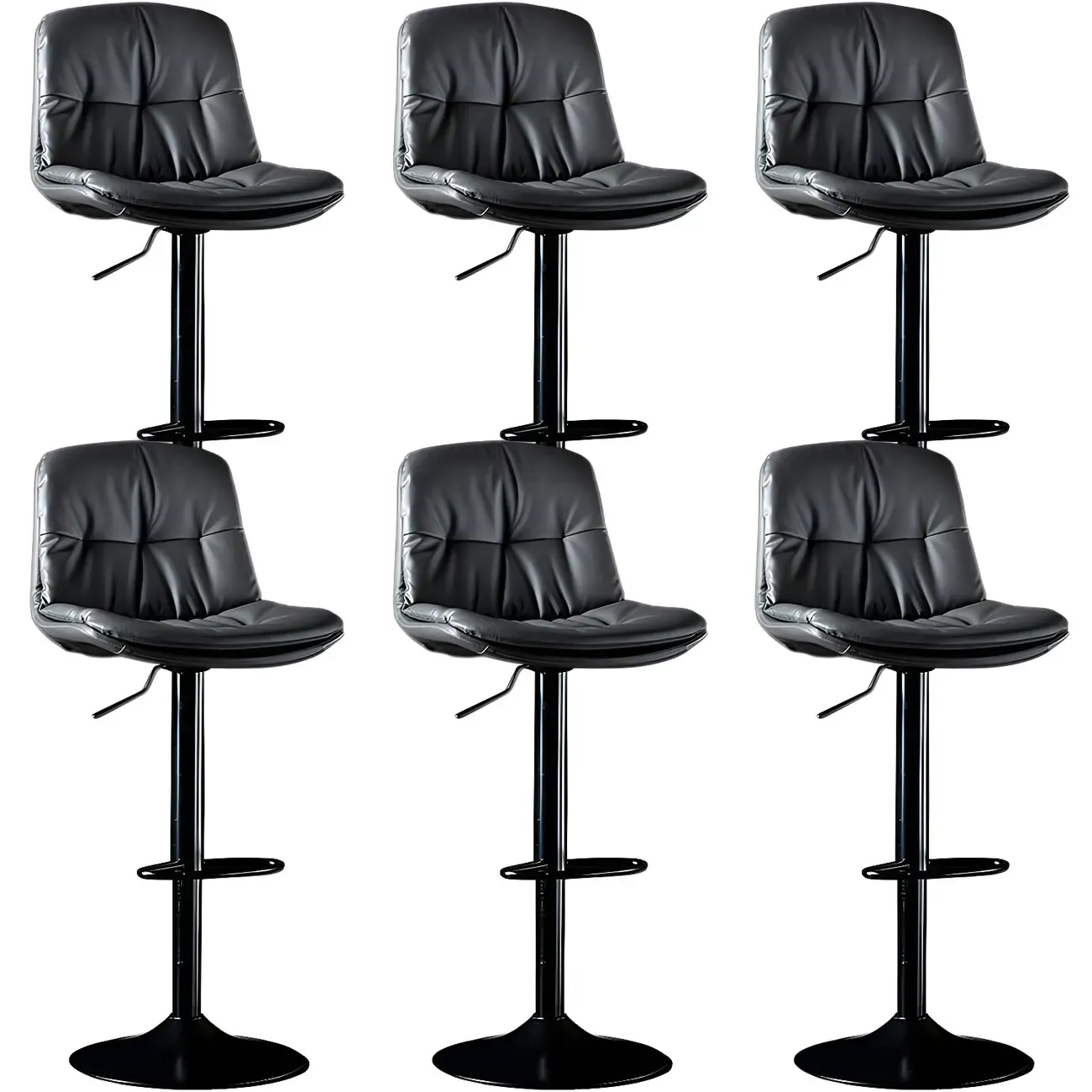 Adjustable Leather Low Back Swivel Bar Stool Image - 23