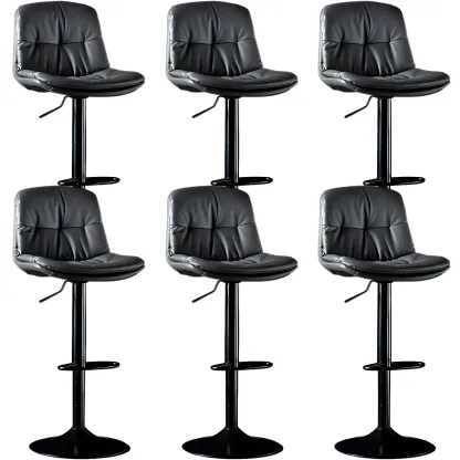 Adjustable Leather Low Back Swivel Bar Stool Image - 23