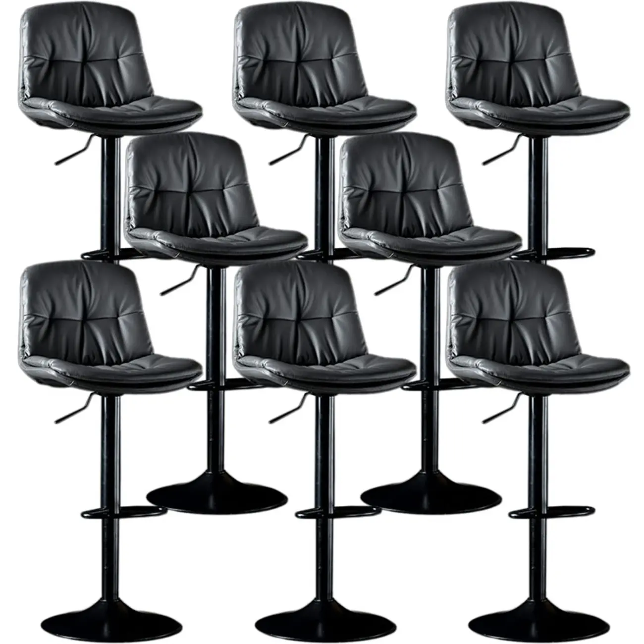 Adjustable Leather Low Back Swivel Bar Stool Image - 24 | homeyfad