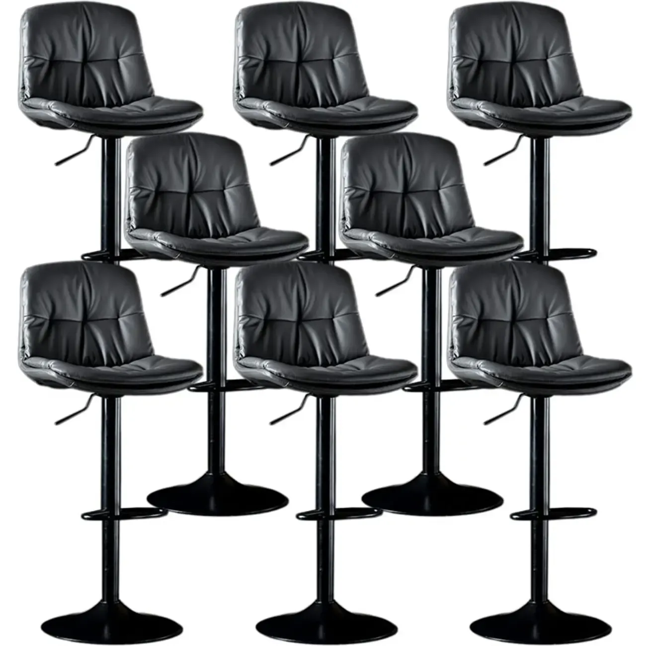 Adjustable Leather Low Back Swivel Bar Stool Image - 24