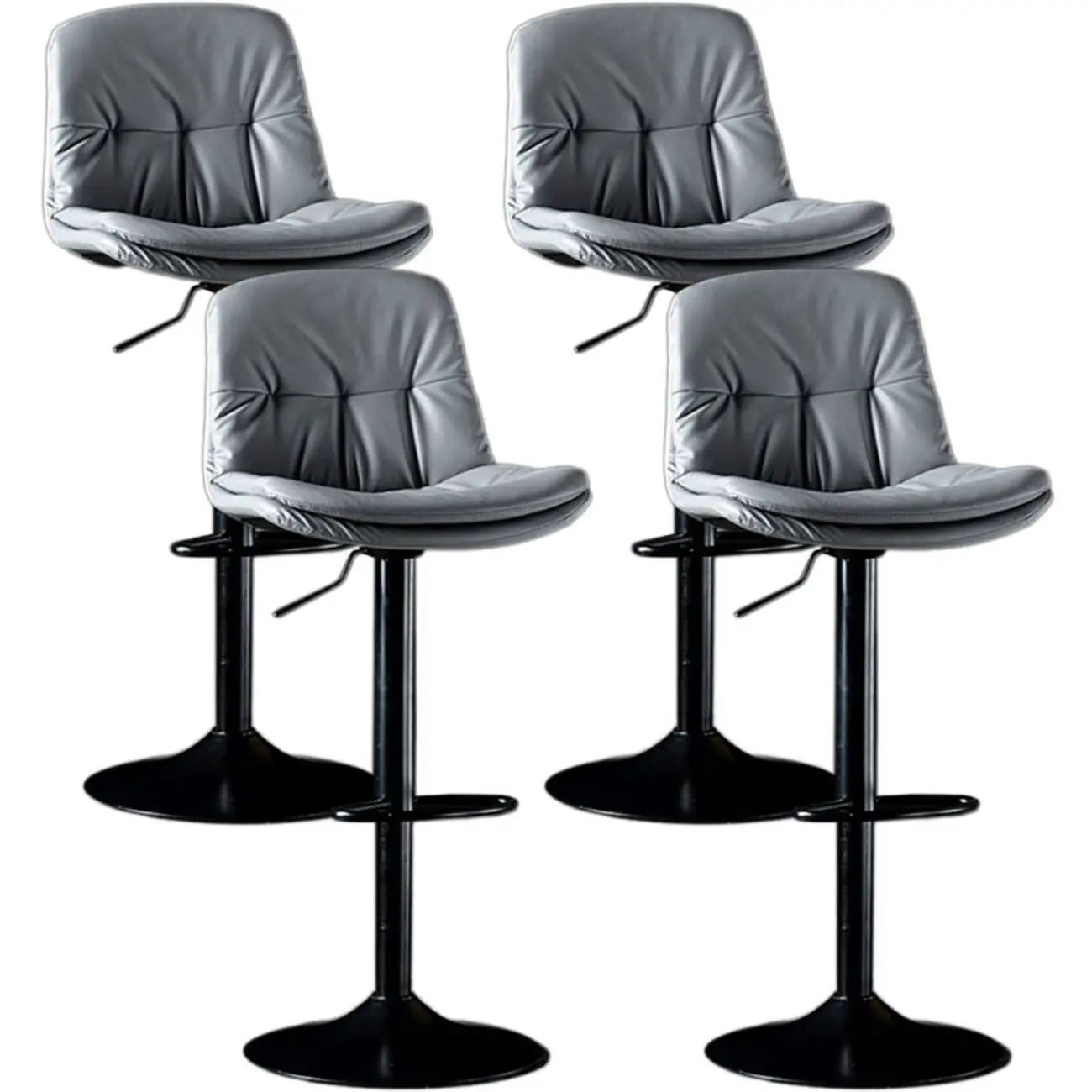 Adjustable Leather Low Back Swivel Bar Stool Image - 26 | homeyfad